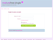 Tablet Screenshot of dating.maturefreeandsingle.com
